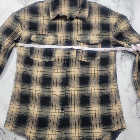 Boohoo Plaid flannel womens button down shirt longsleeve fall winter teens sz 4 - Picture 7 of 16